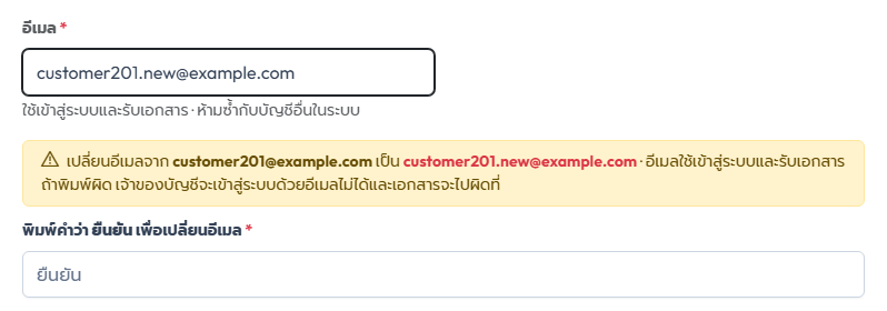 ภาพที่ 15 กล่องยืนยันเมื่อแก้อีเมลของลูกค้าในฟอร์มแก้ไขผู้ใช้